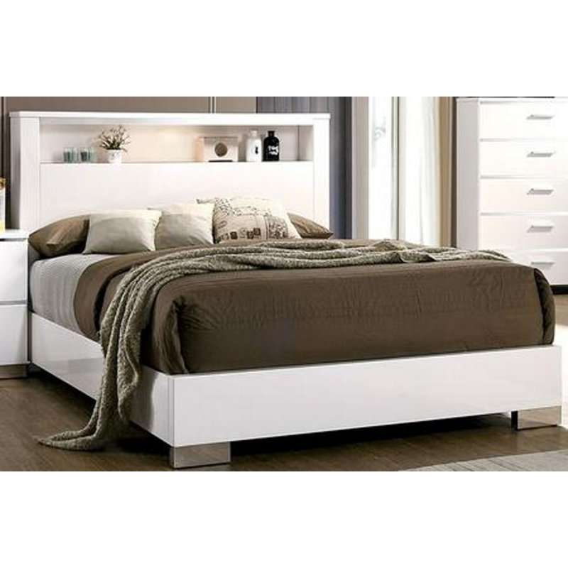 Lit plateforme avec rangement Sim, Blanc