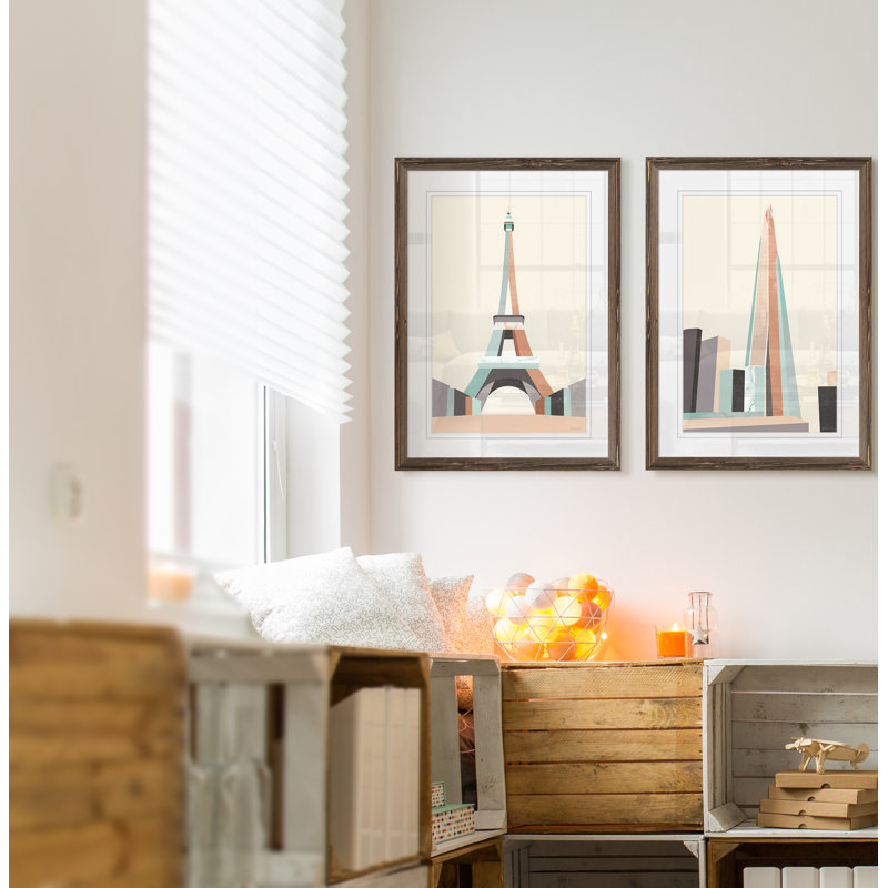 « graphicing architecture i » par antonyme bunjamin (abe)-ensemble de 2 reproductions d’art sur cadre photo, Blanc