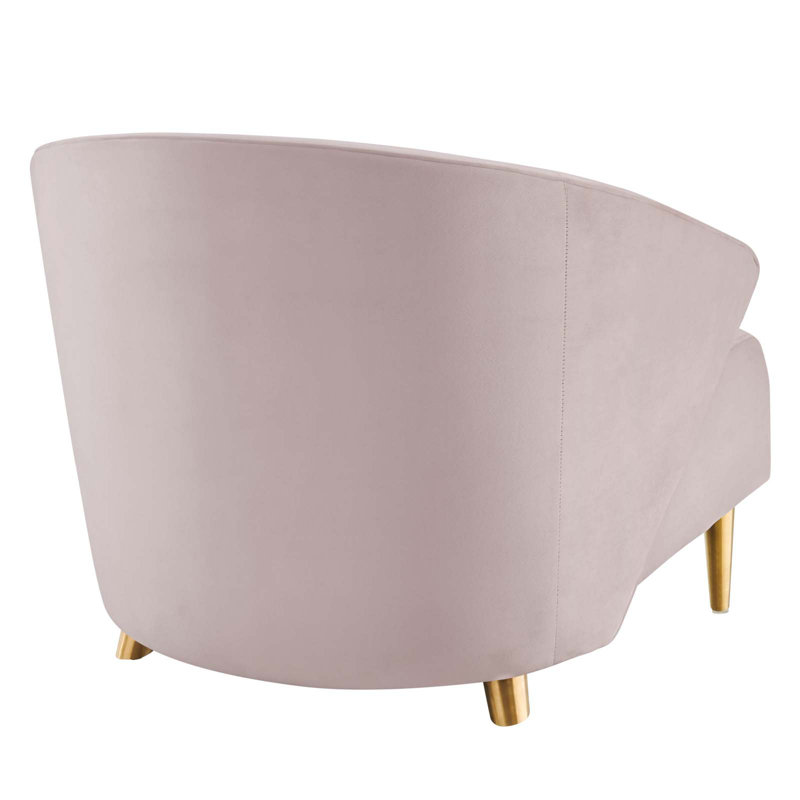 Pink Velvet Mid-Century Modern Accent Chair with Gold Legs