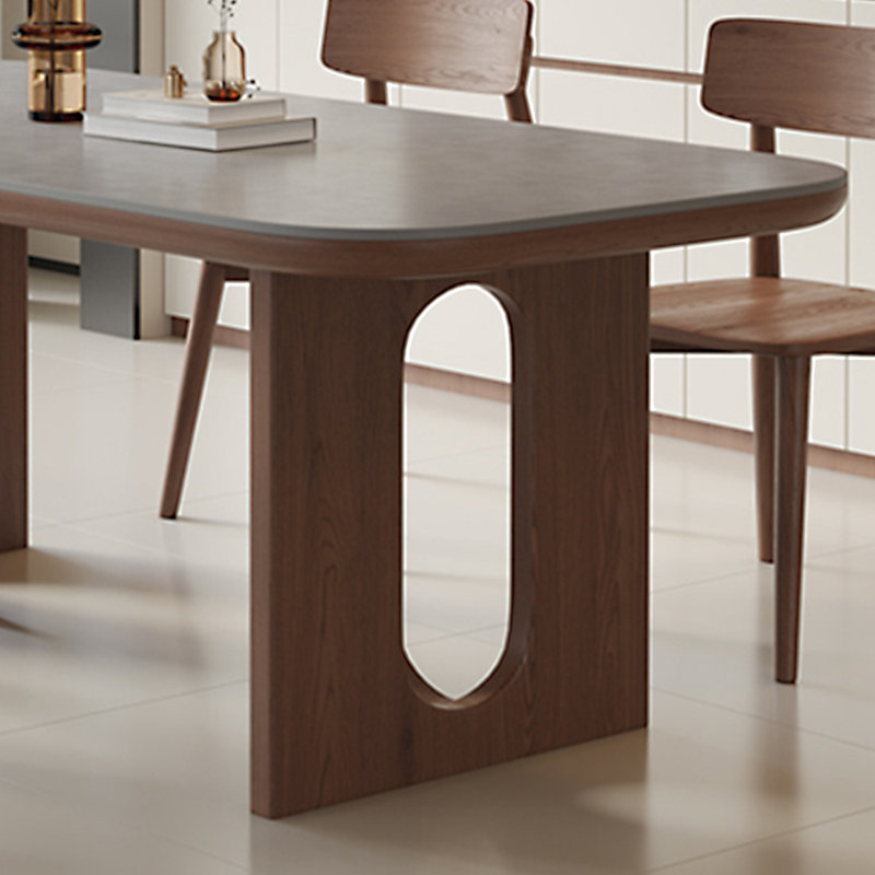 Casual simple rectangular dining table set, 29.5"H x 86.6"L x 35.4"W