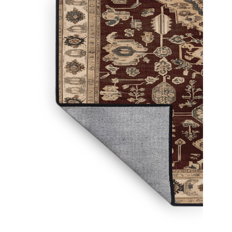Tapis brun turc lavable à la machine, Carré 4 pi