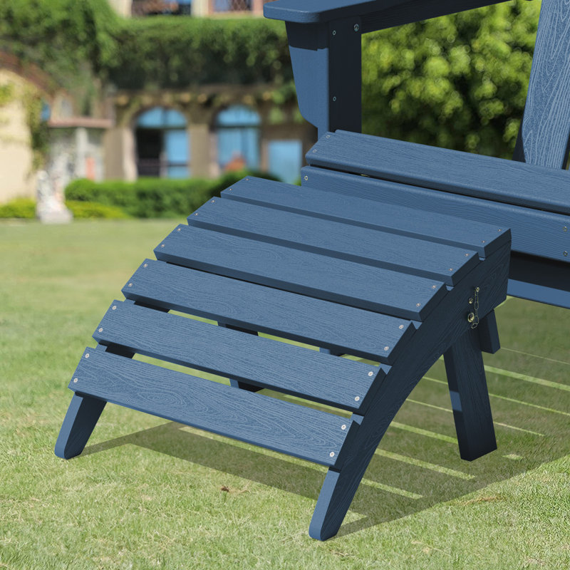 Wolak Classic Outdoor Adirondack Folding Ottoman, Navy