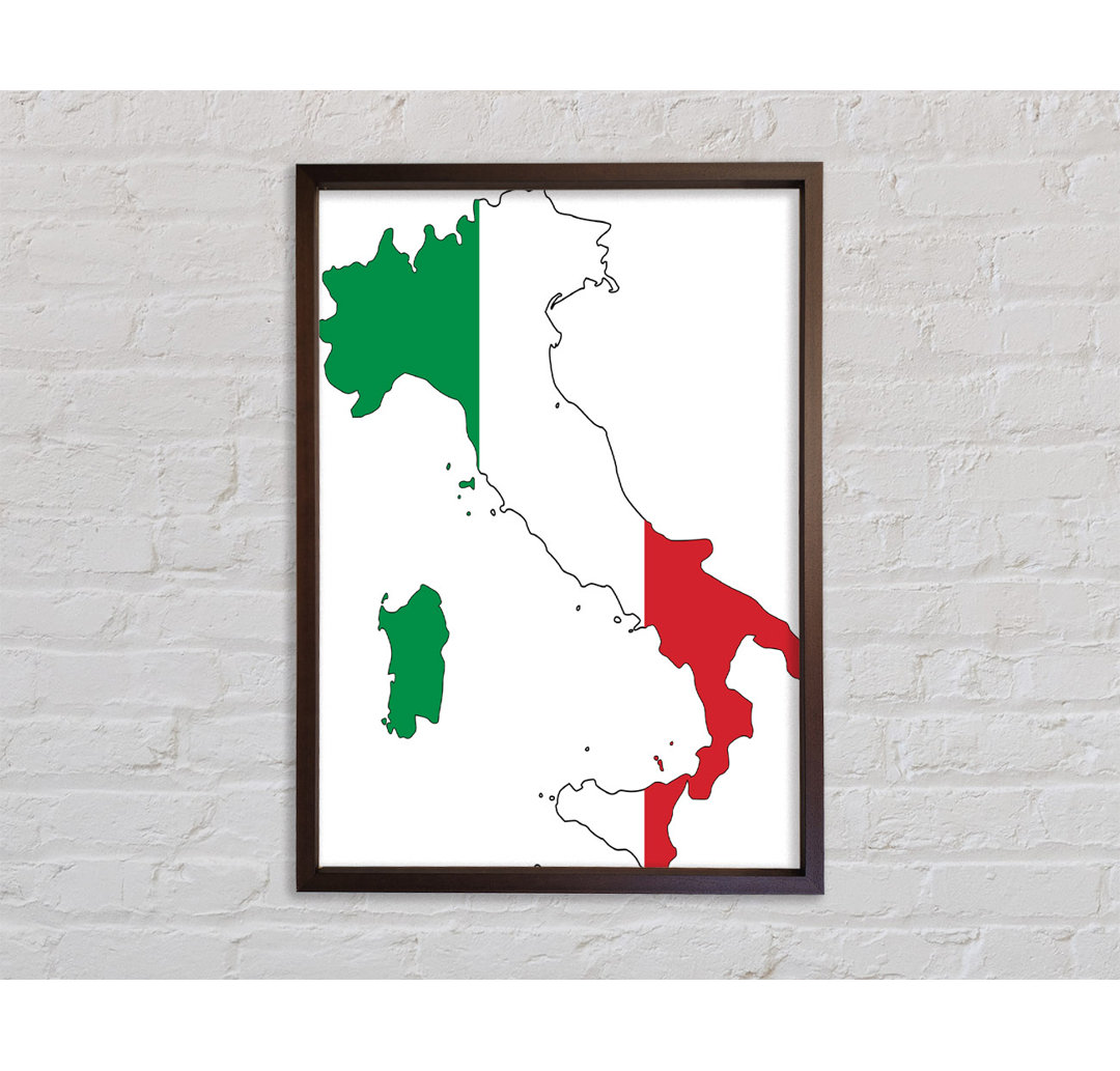 Italien Flagge Karte - Einzelner Bilderrahmen Kunstdrucke auf Leinwand