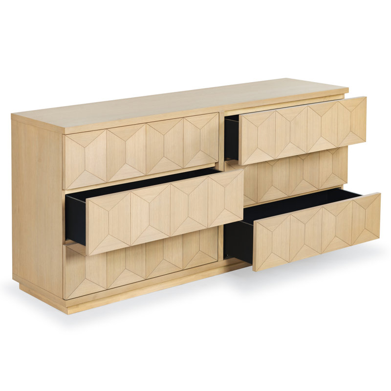 Deziree Wood 6 Drawer Dresser, Natural