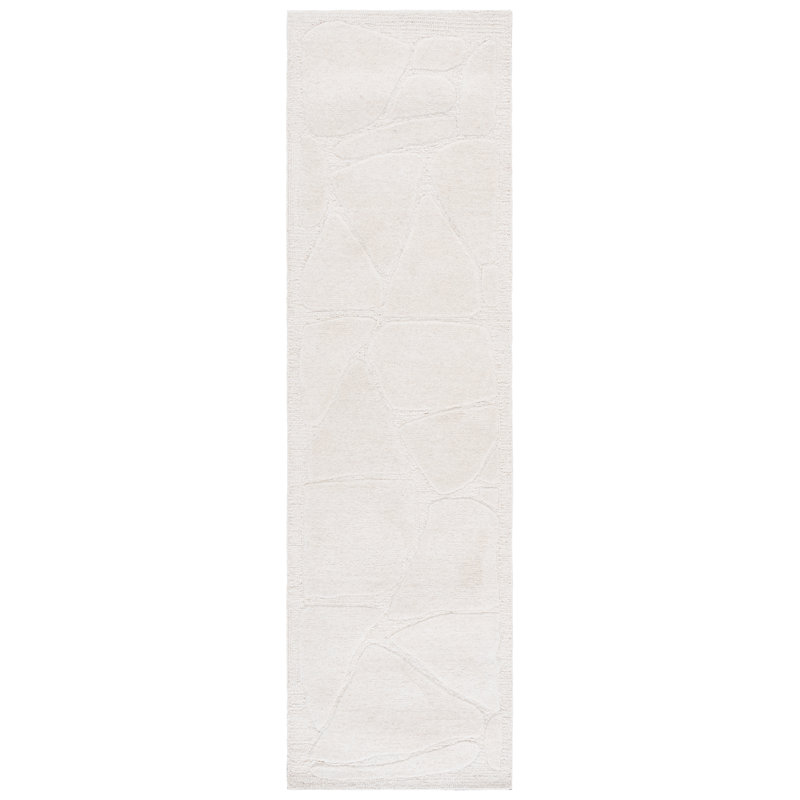 Mykonos 302 Hand Tufted Wool/Cotton/Latex Abstract Rug in Ivory, Runner 2'3" x 8'