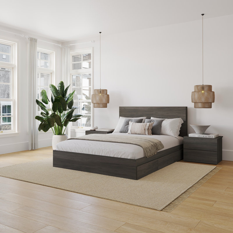 Milo 3-Piece Reversible Storage Bedroom Set, Grey, Queen