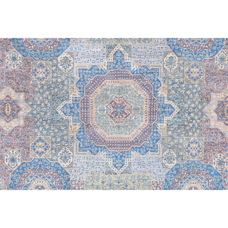 Tapis argent noué à la main de haute qualité