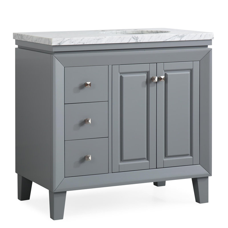 Meuble-lavabo simple 36 po en marbre de Carrare