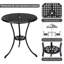 Table de salle à manger bistro en aluminium coulé 3 pièces, table de terrasse et chaises avec trous pour parasol, brun-94828364