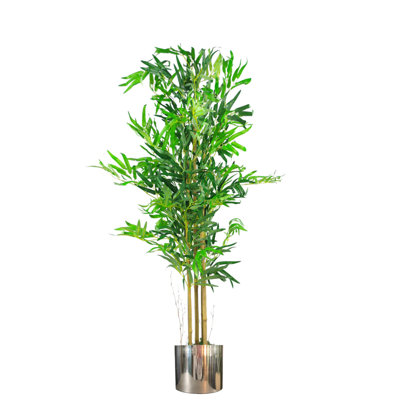 Faux Bamboo Tree in Metal Planter