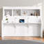 Lit escamotable intégré avec bureau et tablettes de rangement-2027724924
