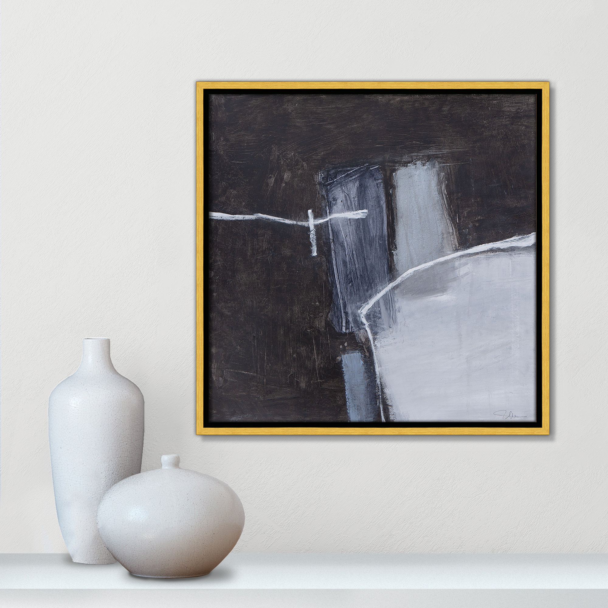 Graphite Gemstones I Print by Casa Fine Arts, Gold, 17.5" H x 17.5" W