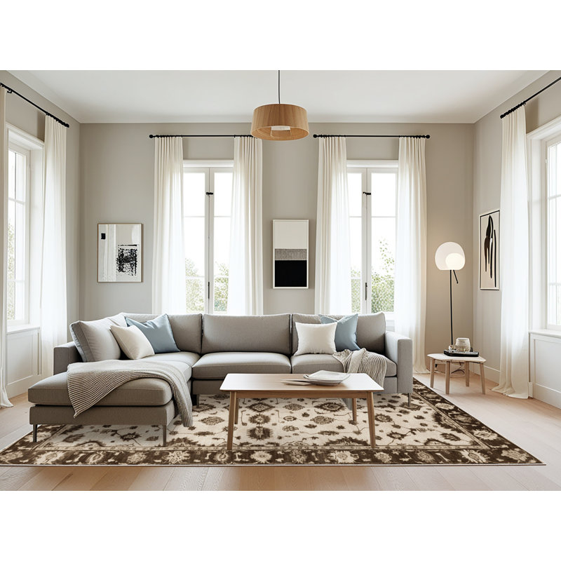 Machine Washable Overdyed Beige Area Rug, Rectangle 6' x 9'