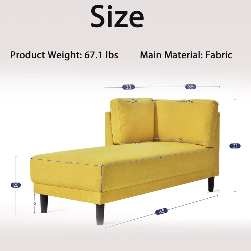 Canapé 65 po Mid-Century, Jaune