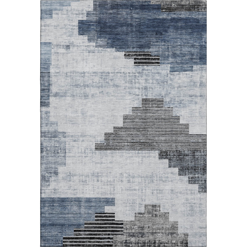 Premium Machine Washable Ashington AMF1829 Geometric Rug, Rectangle 9' x 12'