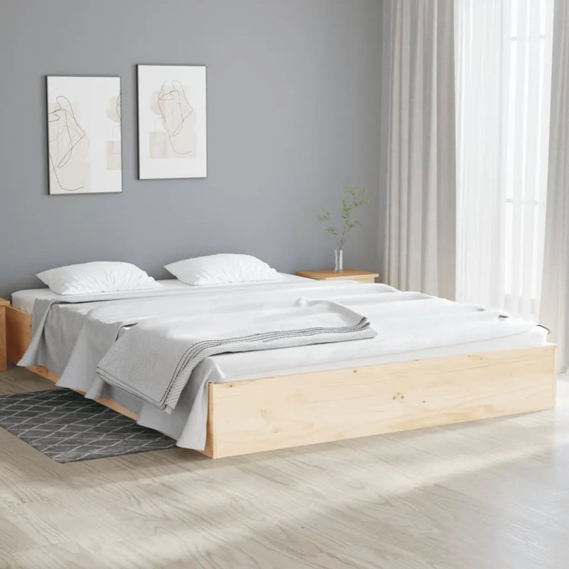 Bed Frame Solid Wood, natural, Double (4'6)