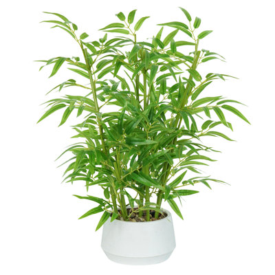 Faux Bamboo Plant With White Pot For Home Decor Indoor