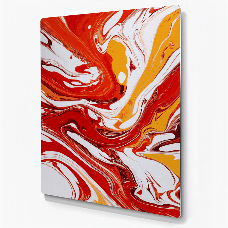Abstrait fluide, art mural en métal rouge 73, H 12 po x l 18 po