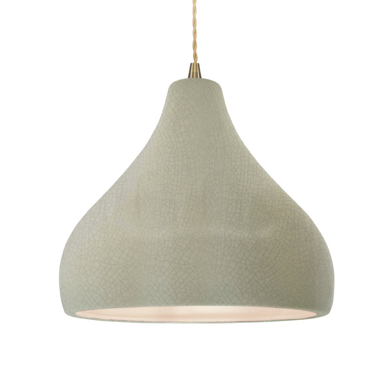 Luminaire suspendu à 1 lumière Meydan, Craquelure vert céladon, Laiton antique, H 9,5 po x l 13,5 po x P 13,5 po
