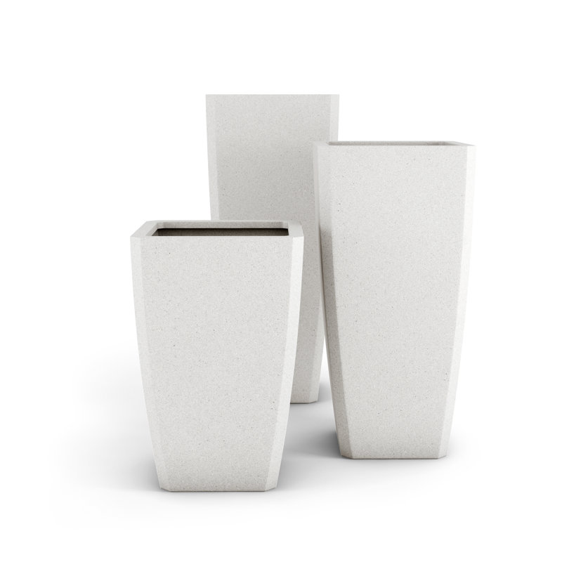 Quartet Concrete Planter, White, 27" H x 18" W x 18" D