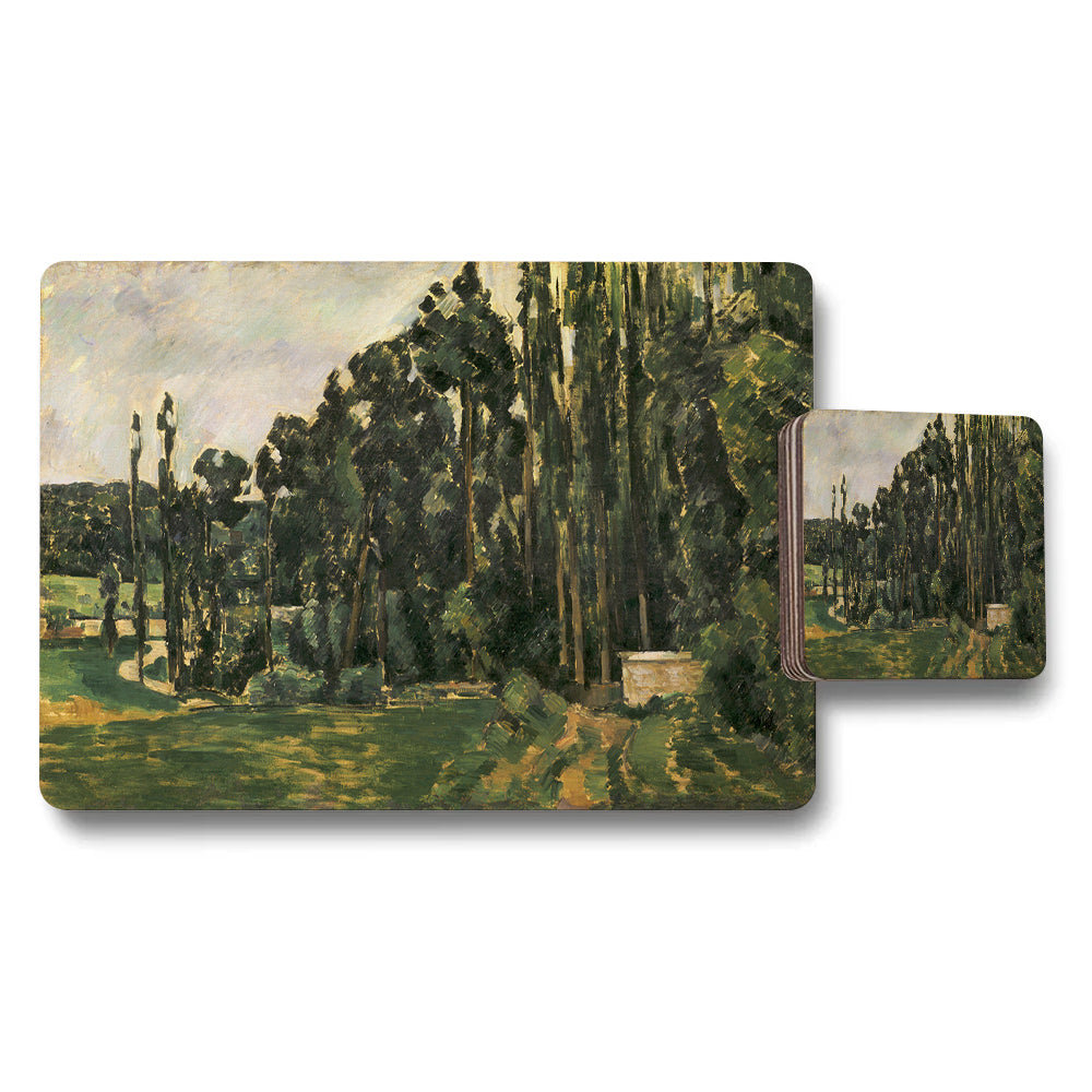 Impressionist Landscape Placemat And Coaster Set With Tree Lined Path