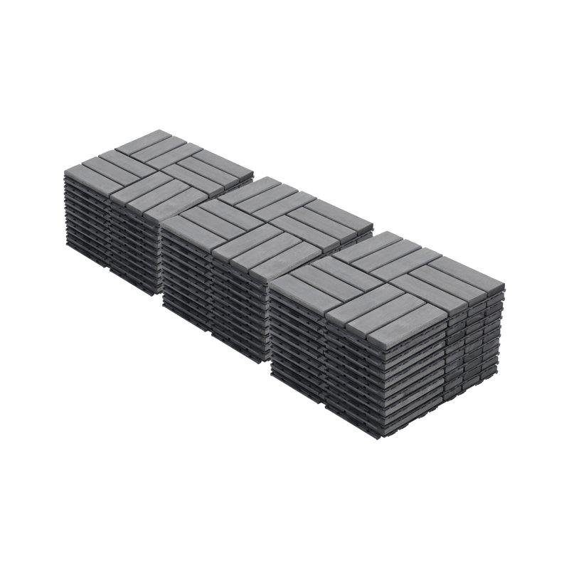 30 tuiles de terrasse à emboîtement, 30 po x 12 po, plancher de bois franc d'acacia carré pour terrasse, banc, bord de piscine, ...