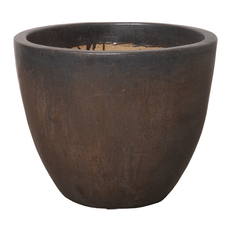 Silsbee Handmade Ceramic Planter, 12" H x 13" W x 13" D, Dark Brown