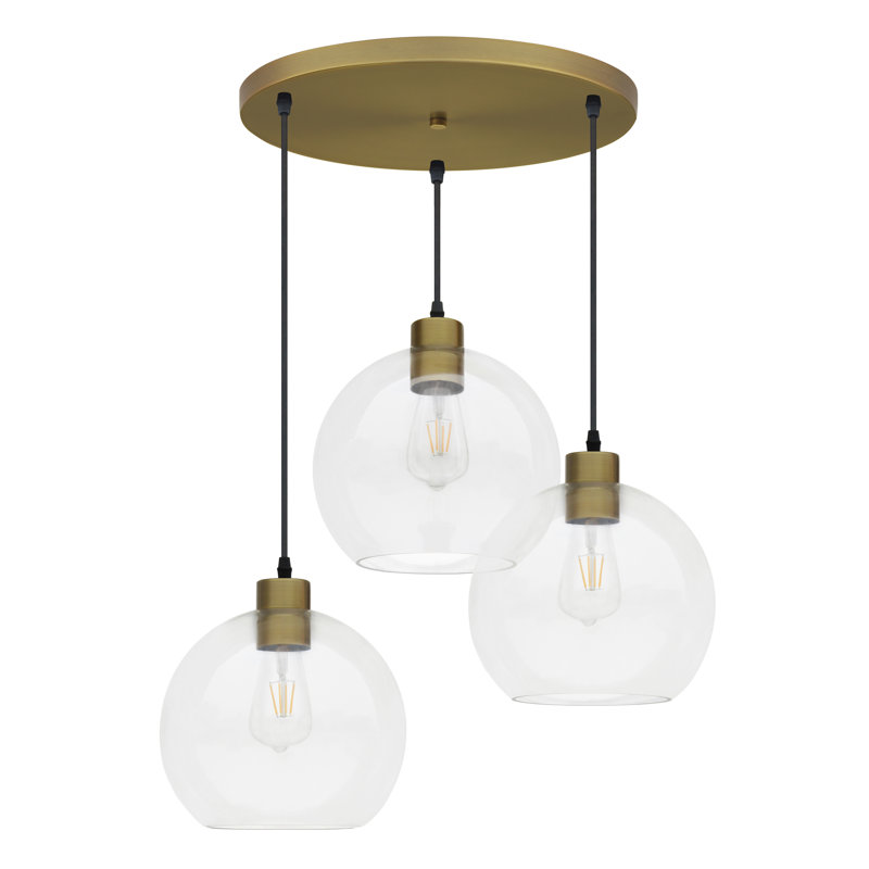 Luminaire suspendu rond 3 lumières Natural Gold, Doré, Trois lumières
