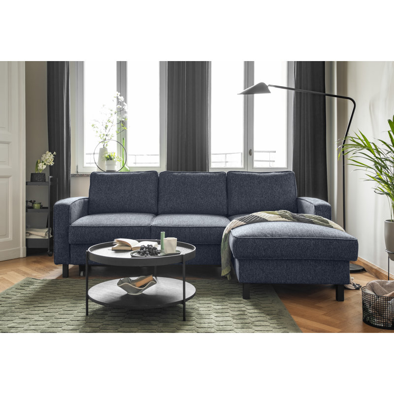 Molly Upholstered Corner Sofa Bed, Right Hand Facing, Navy Blue