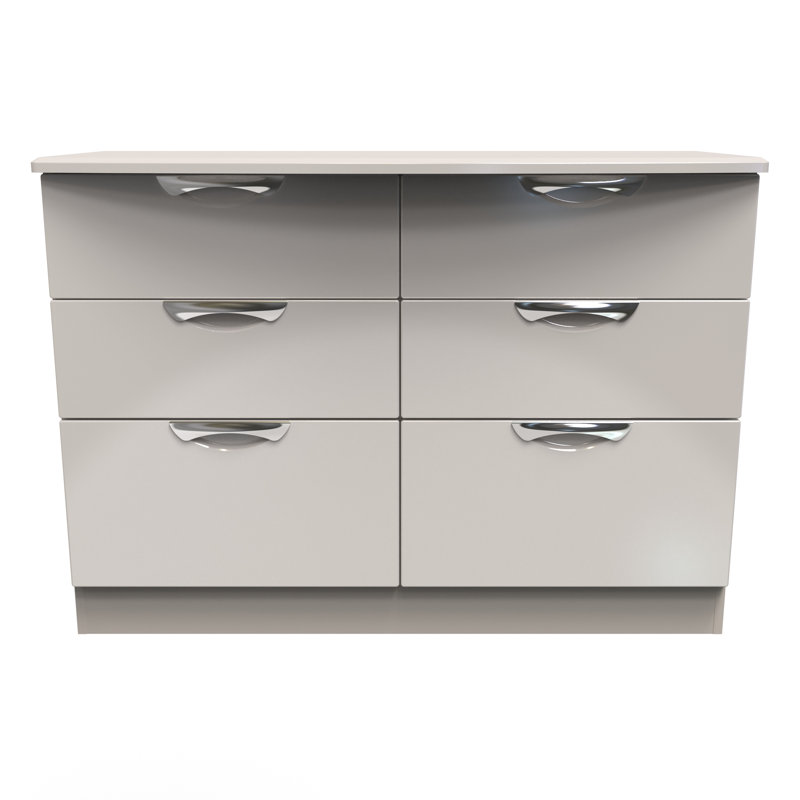 Fully Assembled Ratley 6 Drawer 112Cm W Chest of Drawers, Kashmir Gloss
