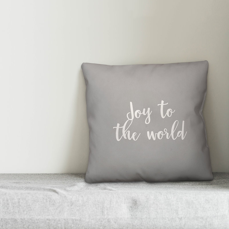  Coussin Joy to the World, Gris, Housse de coussin