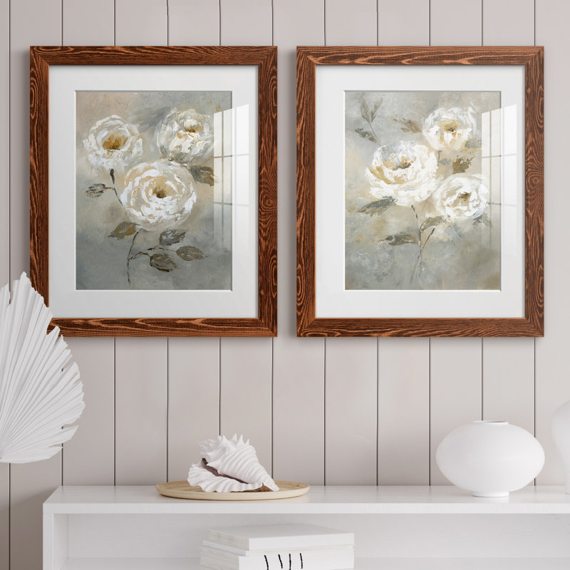 «Soft and Bold I», ensemble de 2 reproductions d'art, Blanc, Papier encadré érable, H 24 po x l 36 po x P 1,5 po