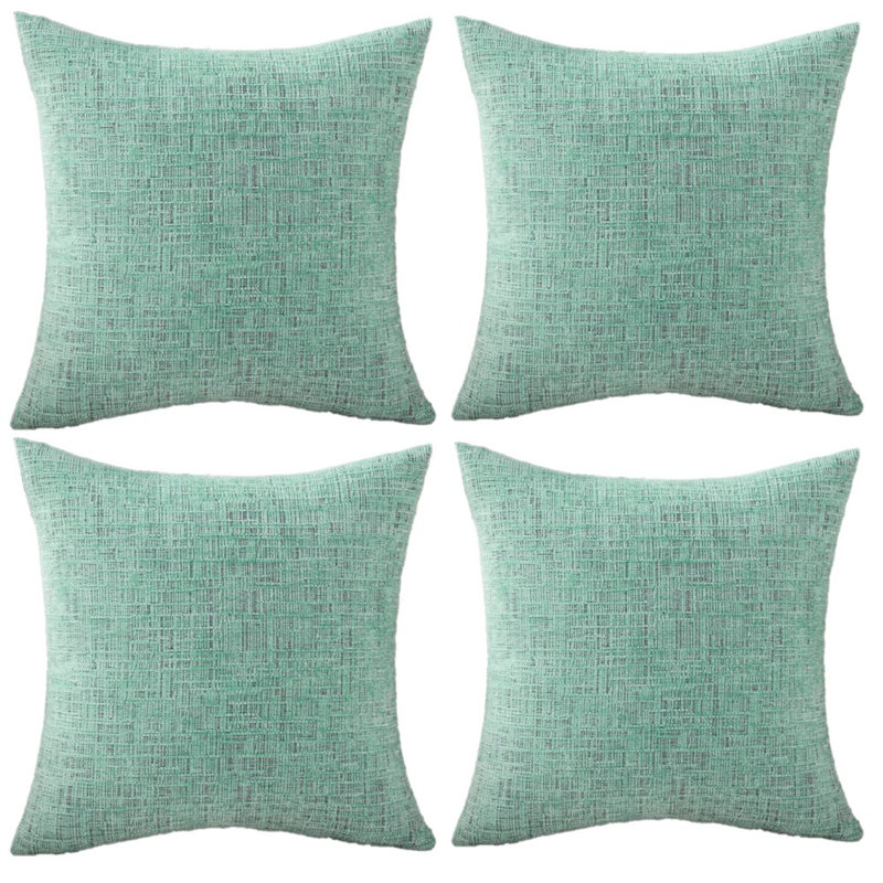 Housse de coussin en chenille 18 po, Vert clair, H 20 po x l 20 po x P 1 po, Housse de coussin seulement - sans coussin