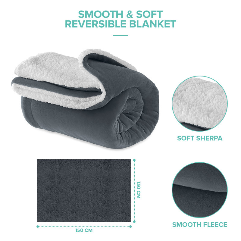 Sherpa Throw - Single Throw Blanket, W130 x L150cm, Dark Grey
