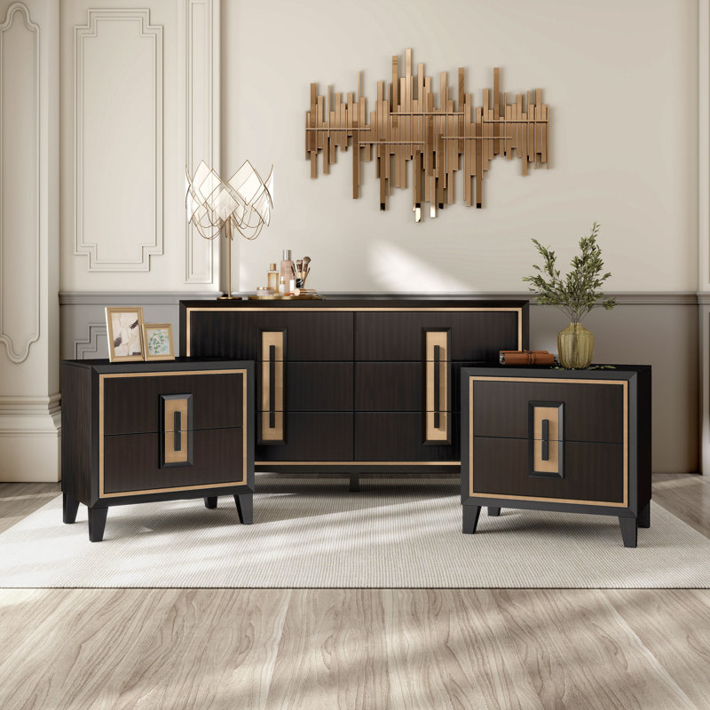 Diane 3-Piece Nightstands Set, 3 Pcs: Dresser, 2 Nightstands