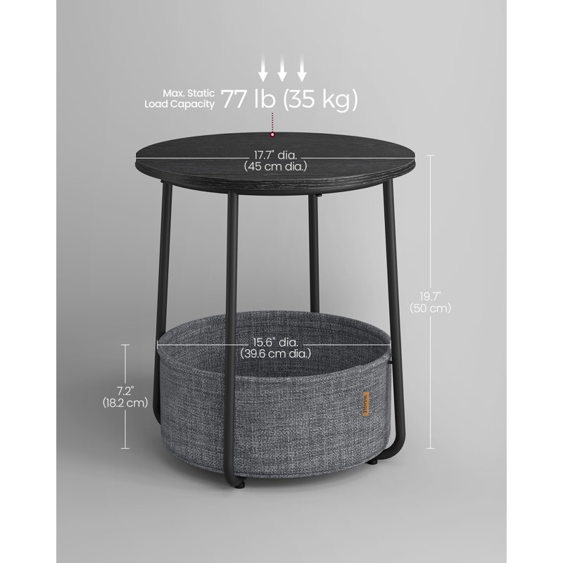 Blen End Table, Ebony Black, Slate Grey