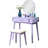 Wood Vanity And Matching Stool, Purple - Contemporary Look With Round Mirror, 15.75"D Table Top, Space Design Dressing Stool Modern Style, 17.52"H 32.94"W X 16.7"D 53.8"H Overall Dimension-52236313
