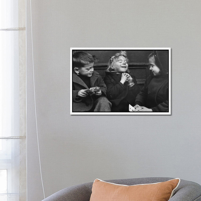 Card Players (NYC, 1955) by Ruth Orkin - Print on Canvas, 66.04 cm H x 45.72 cm W, White Framed