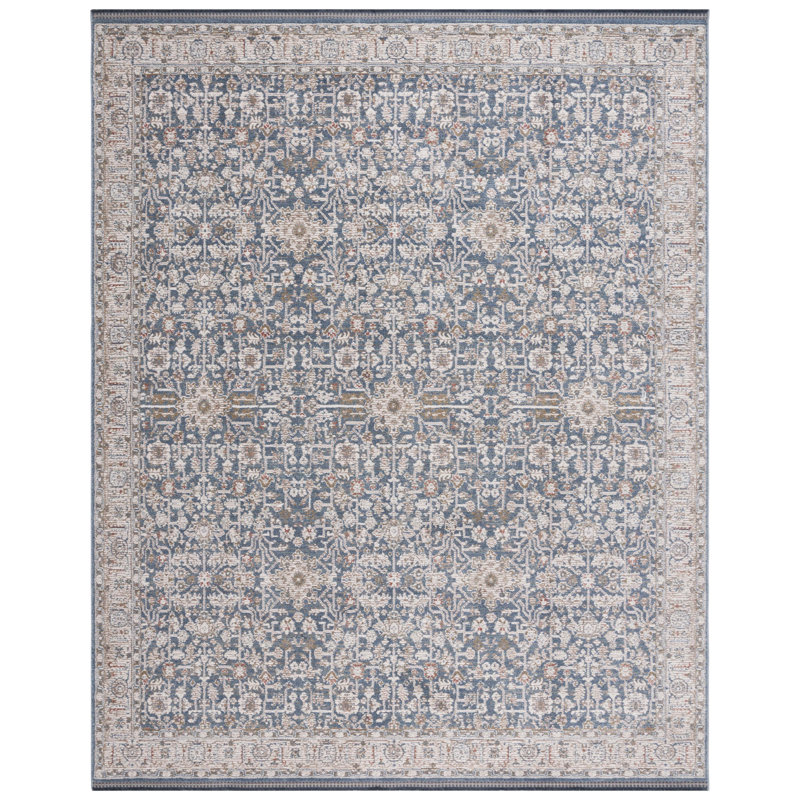 Tapis oriental en coton / polyester tissé à la machine en bleu clair Oriental, Rectangle 4 pi x 6 pi