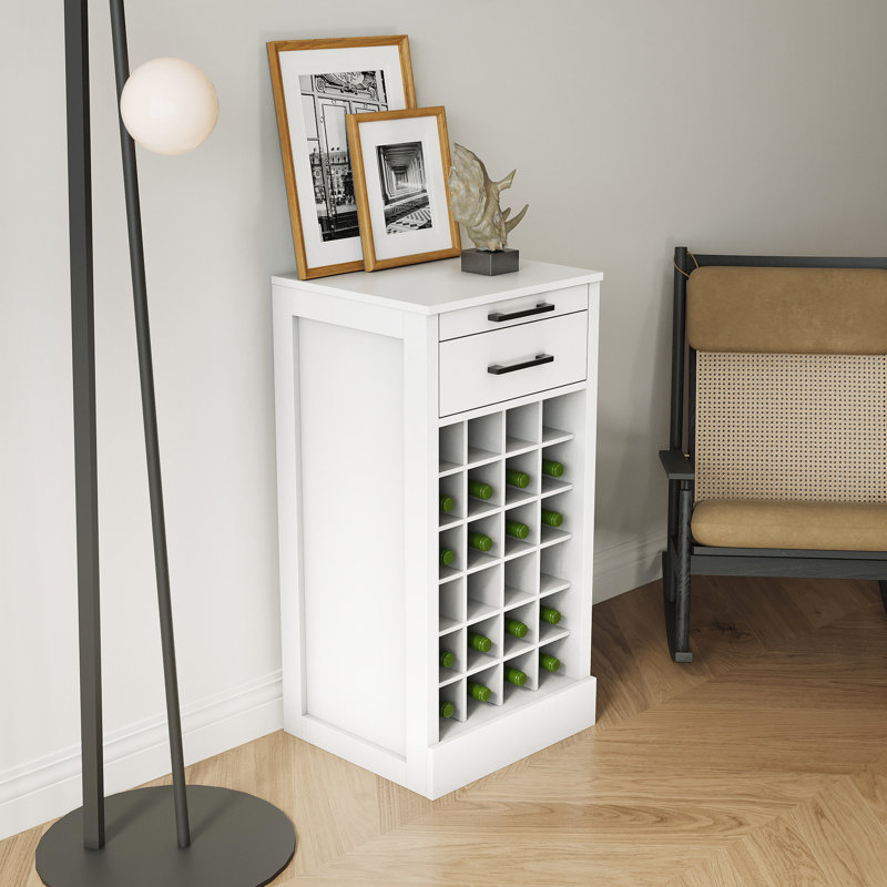 Armoire à vin modulaire 28 en noyer brun terreux - ajoute de la chaleur à la maison, H 17,38 po x l 34,63 po x P 16,31 po