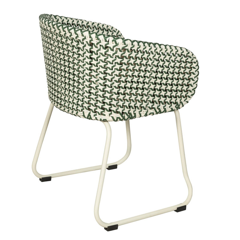 Fauteuil d'extérieur en rotin tissé Luna, Green/White Seat/White Frame