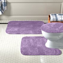 CHAPLLE Bath Rug Set Lavender Purple Floral 3 Piece Bathroom Rugs Set Bath Rug Contour Mat and Toilet Lid Cover