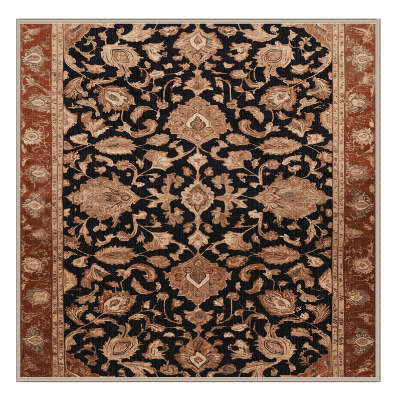 Machine Washable Persian Brown Area Rug, Square 3'