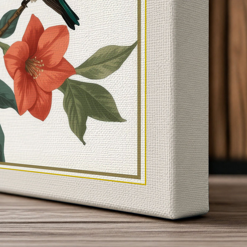 Coral Botanica Botanical 1 Piece Wrapped Canvas Wall Art, 24x16 - 61.0 x 40.6 cm, Cream Border
