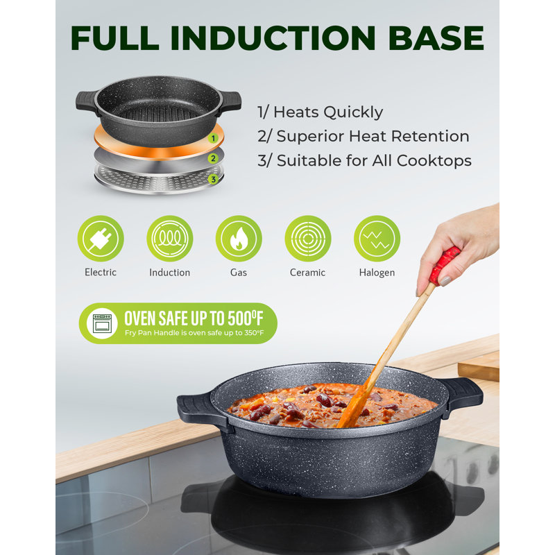 6-Piece Heavy Duty Nonstick Cast Aluminum Nesting Cookware Set