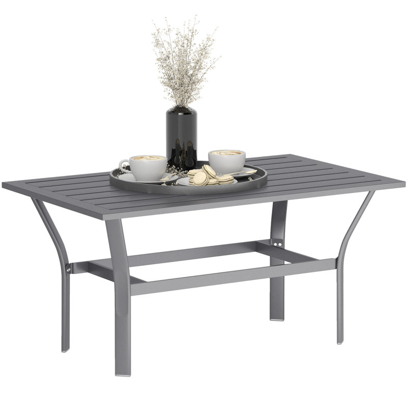 Outsunny Metal Garden Coffee Table Rectangular 91.5 x 55 x 45cm Dark Grey