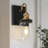 Abinayan Black & Gold Dimmable Wall Sconce with Clear Glass Shade for Damp Indoor-1536626632