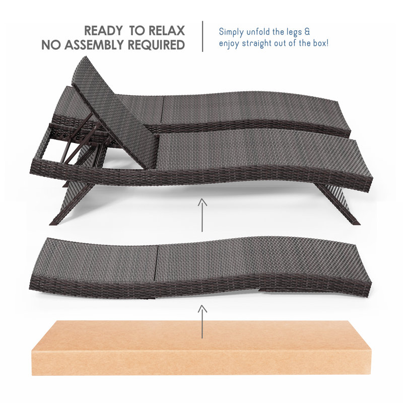 Premium Brown Wicker Outdoor Chaise Lounge Set of 2