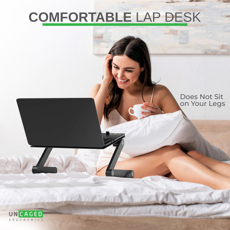 Black Adjustable Aluminum Laptop Stand with Mouse Pad
