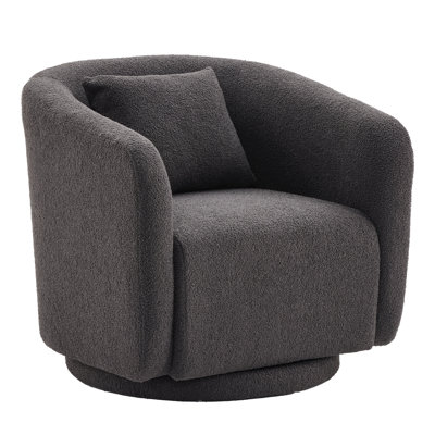 Boucle Polyester Upholstered Swivel Armchair